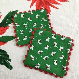 ✨Handmade Vintage-style Christmas Scottie Dogs Coasters, set of 2✨